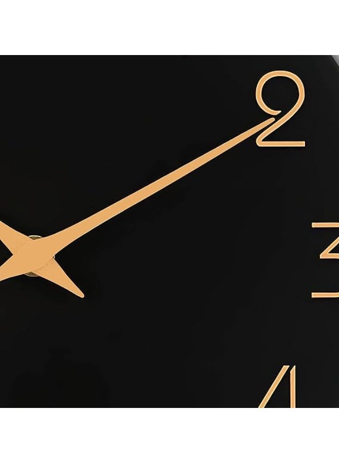 هوم كير ساعة حائط سوداء 12 بوصة - ساعات حائط تعمل بالبطارية صامتة وغير مزعجة - ساعة بسيطة وعصرية زخرفية للمطبخ وغرفة النوم والمكتب المنزلي والحمام وغرفة المعيشة - Image 3