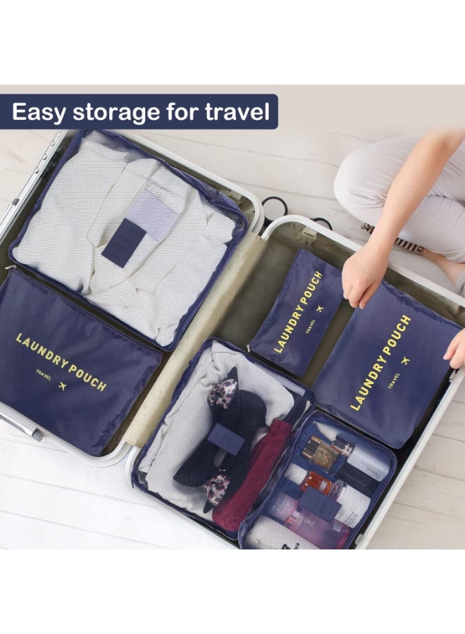 هوم كير طقم من 6 قطع لتنظيم الأمتعة للسفر - أكياس تخزين مقاومة للماء - أكياس غسيل - ملحقات السفر - أزرق - Image 5