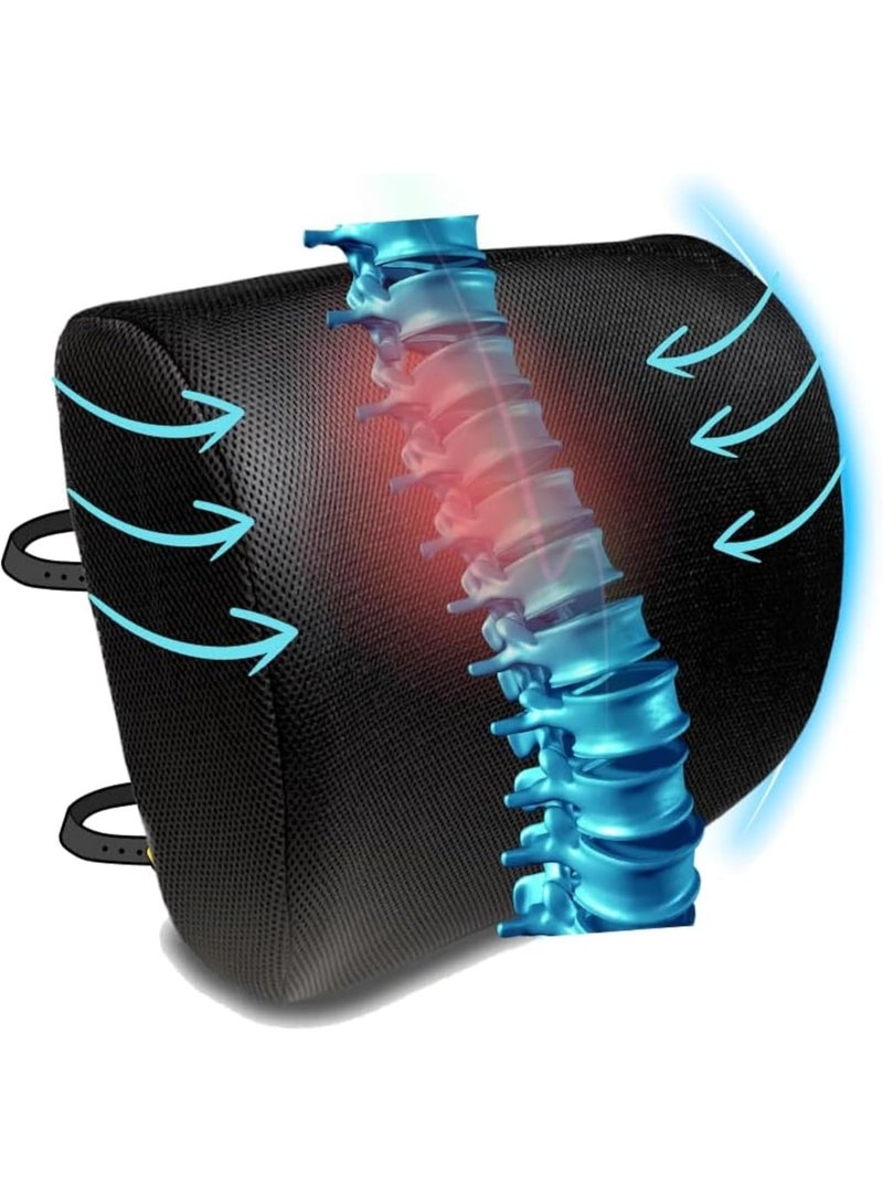 هوم كير وسادة دعم أسفل الظهر - رغوة ميموري مريحة لدعم الظهر وتخفيف الألم، وسادة دعم أسفل الظهر لكرسي المكتب، وسادة دعم أسفل الظهر لمقعد السيارة، وسادة ظهر سوداء - Image 1