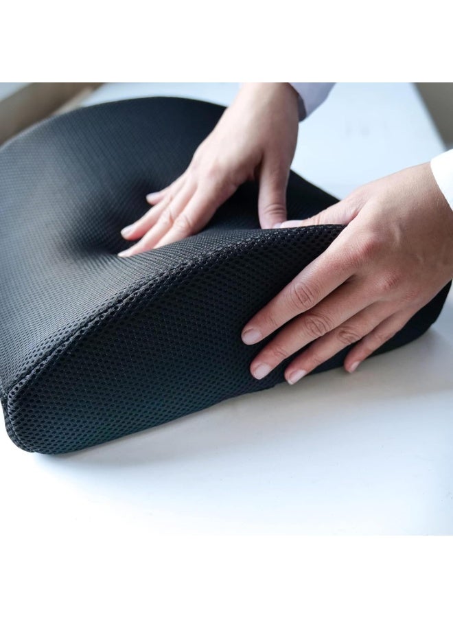 هوم كير وسادة دعم أسفل الظهر - رغوة ميموري مريحة لدعم الظهر وتخفيف الألم، وسادة دعم أسفل الظهر لكرسي المكتب، وسادة دعم أسفل الظهر لمقعد السيارة، وسادة ظهر سوداء - Image 3