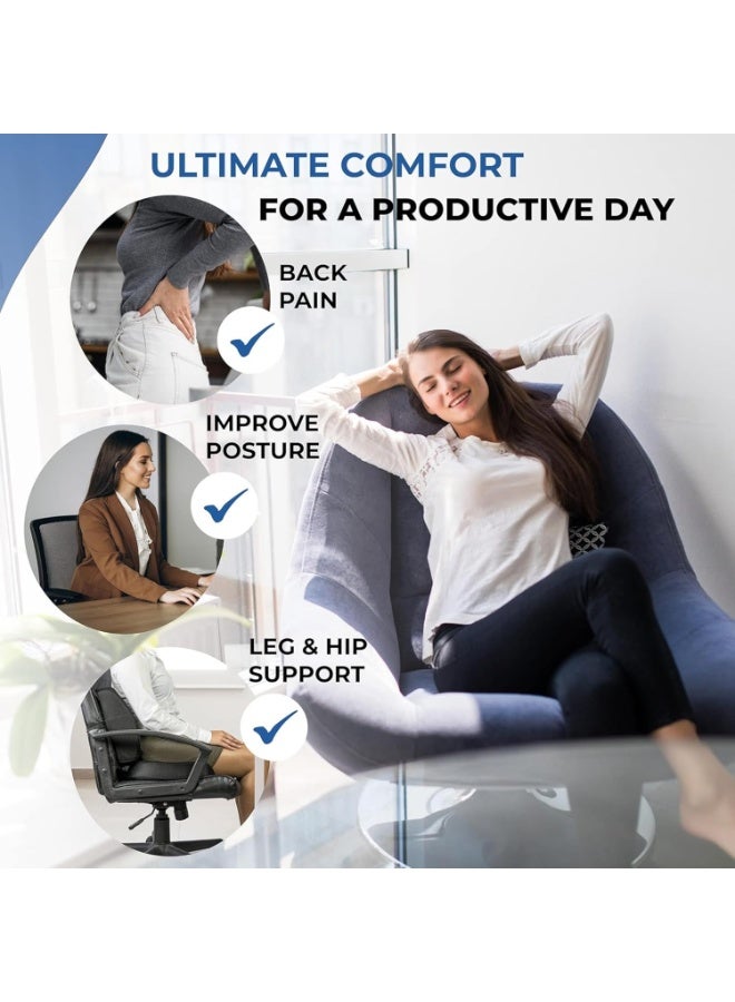 هوم كير وسادة دعم أسفل الظهر - رغوة ميموري مريحة لدعم الظهر وتخفيف الألم، وسادة دعم أسفل الظهر لكرسي المكتب، وسادة دعم أسفل الظهر لمقعد السيارة، وسادة ظهر سوداء - Image 4