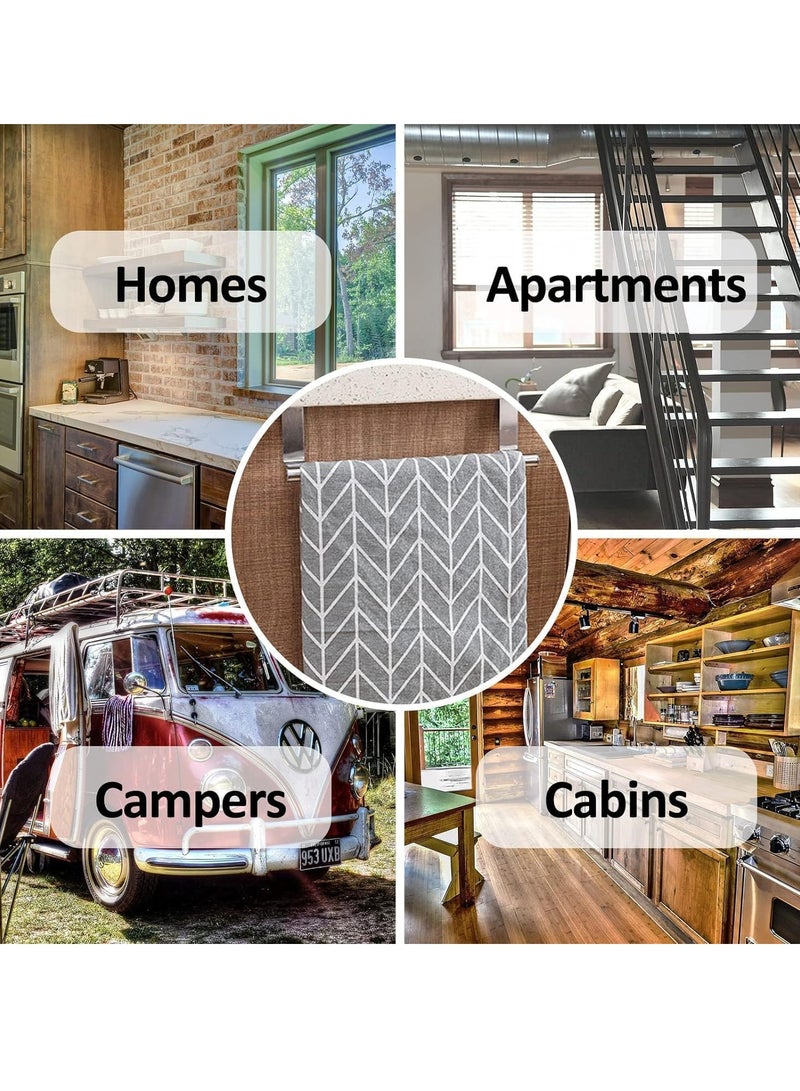 Home Care Kitchen Towel Bar Holder, Fits on Cupboards Over Cabinet Door, Towel and Wash Cloth Hanging Storage Accessories, Strong Modern Design Stainless Steel - Image 2