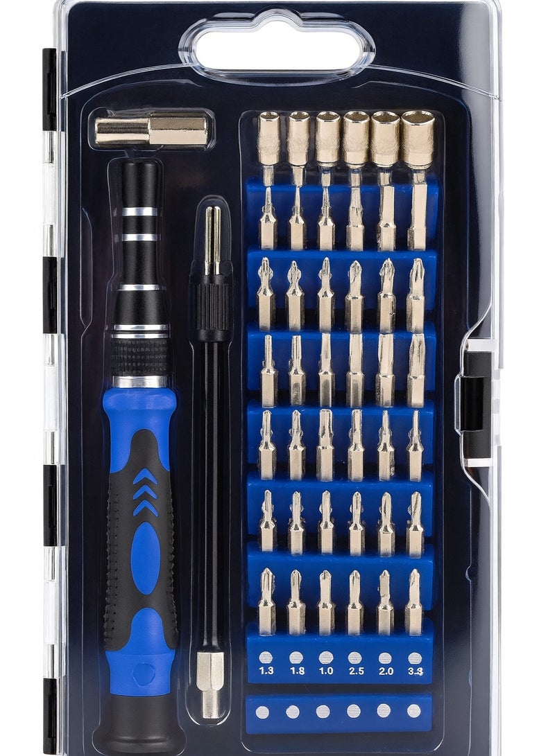 هوم كير مجموعة مفكات دقيقة، 58 في 1 أدوات إصلاح مغناطيسية للهواتف، الكمبيوتر، النظارات، الساعات، الهواتف الذكية ومعدات إلكترونية أخرى زرقاء - Image 1