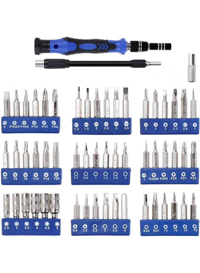 هوم كير مجموعة مفكات دقيقة، 58 في 1 أدوات إصلاح مغناطيسية للهواتف، الكمبيوتر، النظارات، الساعات، الهواتف الذكية ومعدات إلكترونية أخرى زرقاء - Image 5