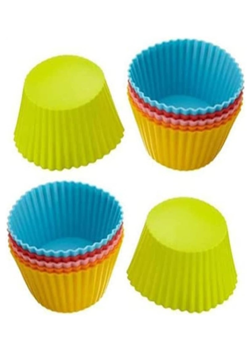 Home Care Silicone Cupcake Liners 12Pcs, Baking Cups Non-Stick Cake Muffin Chocolate Cupcake Liner Baking Cup Mold, Multicolor Multicolour - Image 3