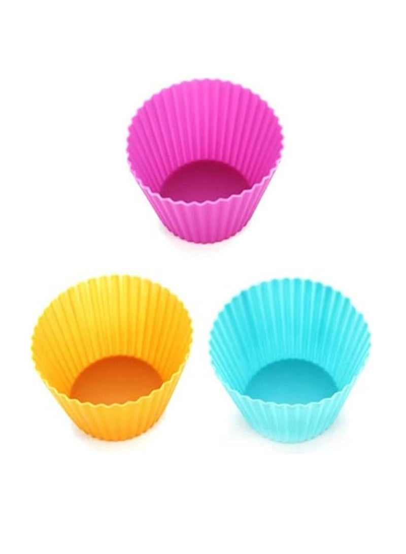 Home Care Silicone Cupcake Liners 12Pcs, Baking Cups Non-Stick Cake Muffin Chocolate Cupcake Liner Baking Cup Mold, Multicolor Multicolour - Image 2