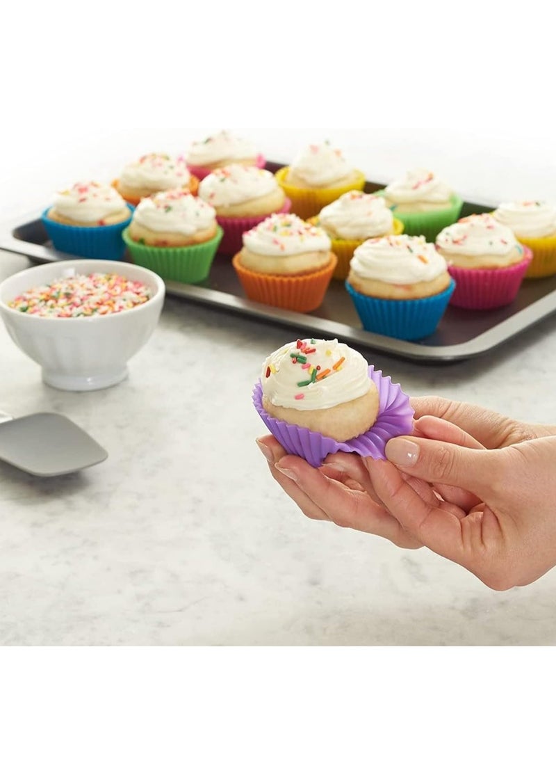 Home Care Silicone Cupcake Liners 12Pcs, Baking Cups Non-Stick Cake Muffin Chocolate Cupcake Liner Baking Cup Mold, Multicolor Multicolour - Image 4