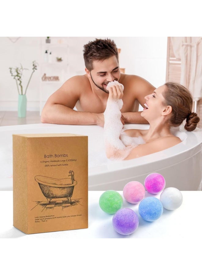 Home Care Organic & Natural Essential Oil Bath Bombs Gift Set - 6 Pack, Large, Moisturizes Dry Skin - Image 2