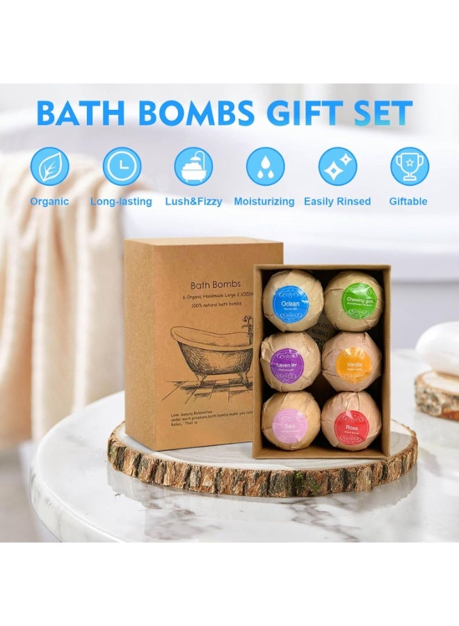 Home Care Organic & Natural Essential Oil Bath Bombs Gift Set - 6 Pack, Large, Moisturizes Dry Skin - Image 4