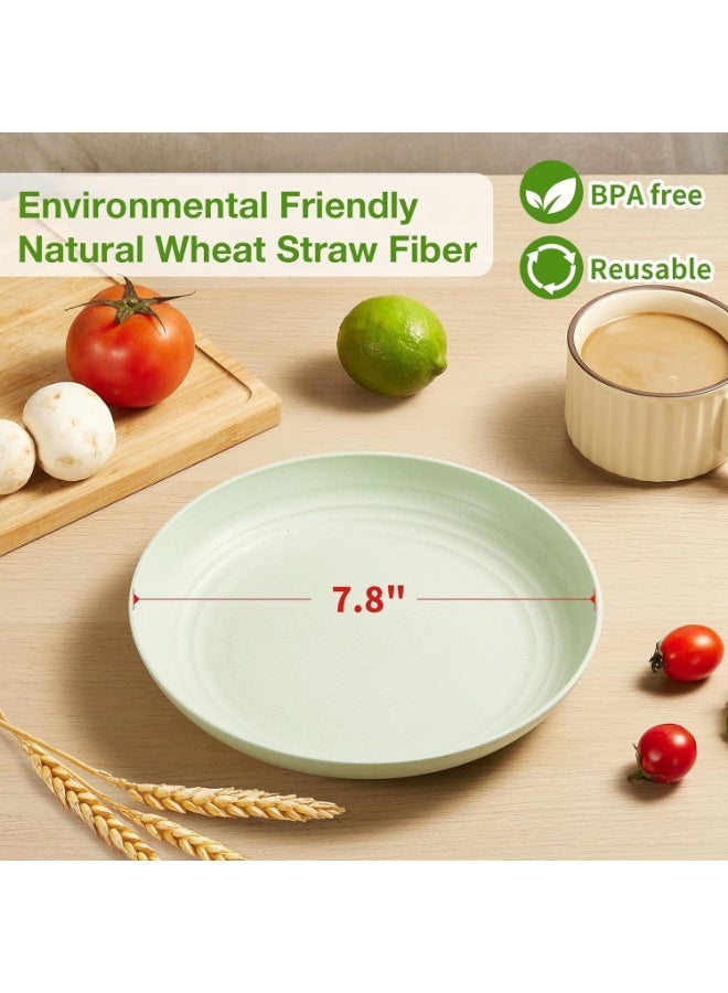 Home Care Unbreakable Dinner Plates Set of 4, Reusable Wheat Straw Plates 7.8 Inches, Lightweight Unbreakable Dinner Dishes Plates, Dishwasher & Microwave Safe - Image 2