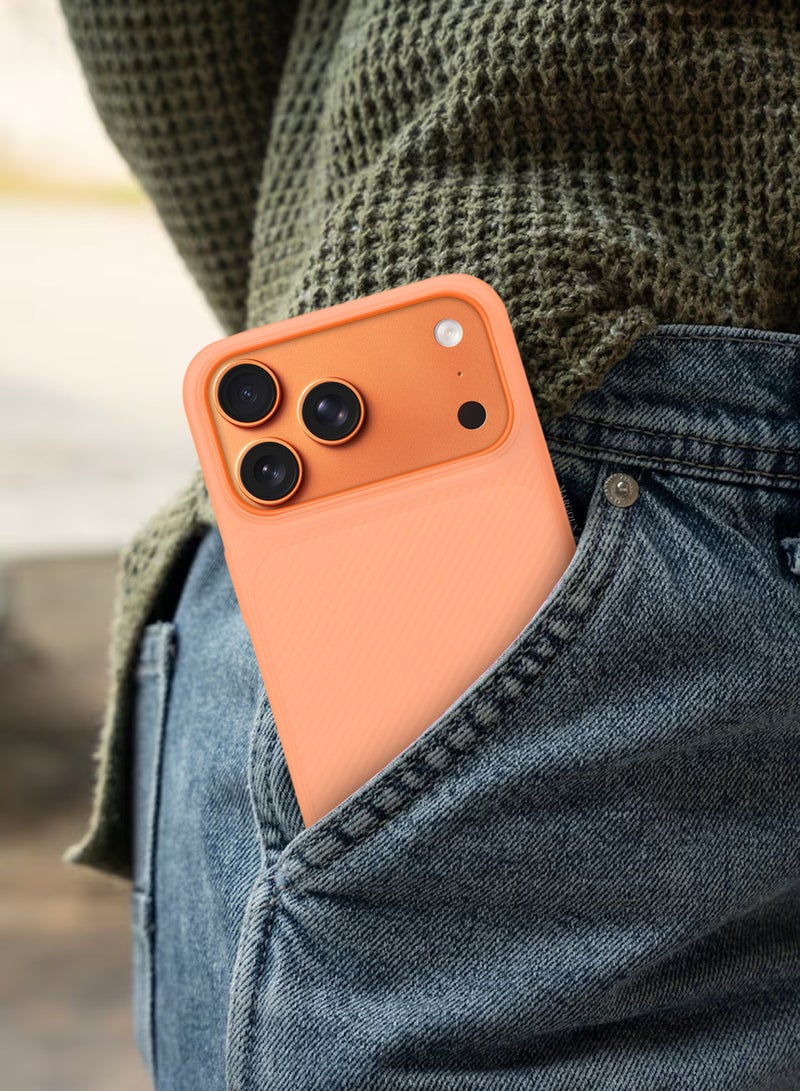 مارجون 3Packs Case Cover for iPhone 17 Pro, Air Skin Line Design Back Cover, Sturdy Durable Ultra-Thin Case, Drop Protection Cover Clear with Two 3D Screen Protectors - Cosmic Orange-3 - Image 5