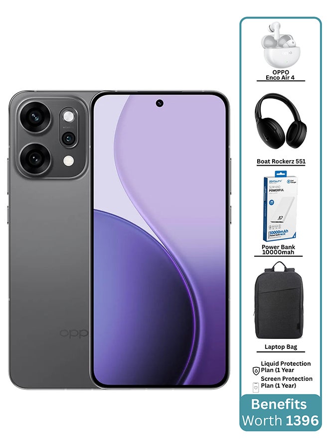 OPPO Reno14 Pro AI Phone Dual SIM 5G Grey 12GB RAM 512GB OPPO Enco Air4 + Oppo Enco Air 4 Buds + Boat Rockerz 551 ANC Headphone + Zentality PowerBank 10k mAh + Lenovo Bag And 12 Month (Liquid + Screen Protection) Warranty - Middle East Version - Image 1