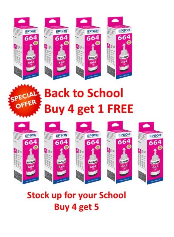 EPSON FREE UNIT - Buy 4 and get 5 Epson Eco-Tank Ink bottle 664 - MAGENTA Magenta