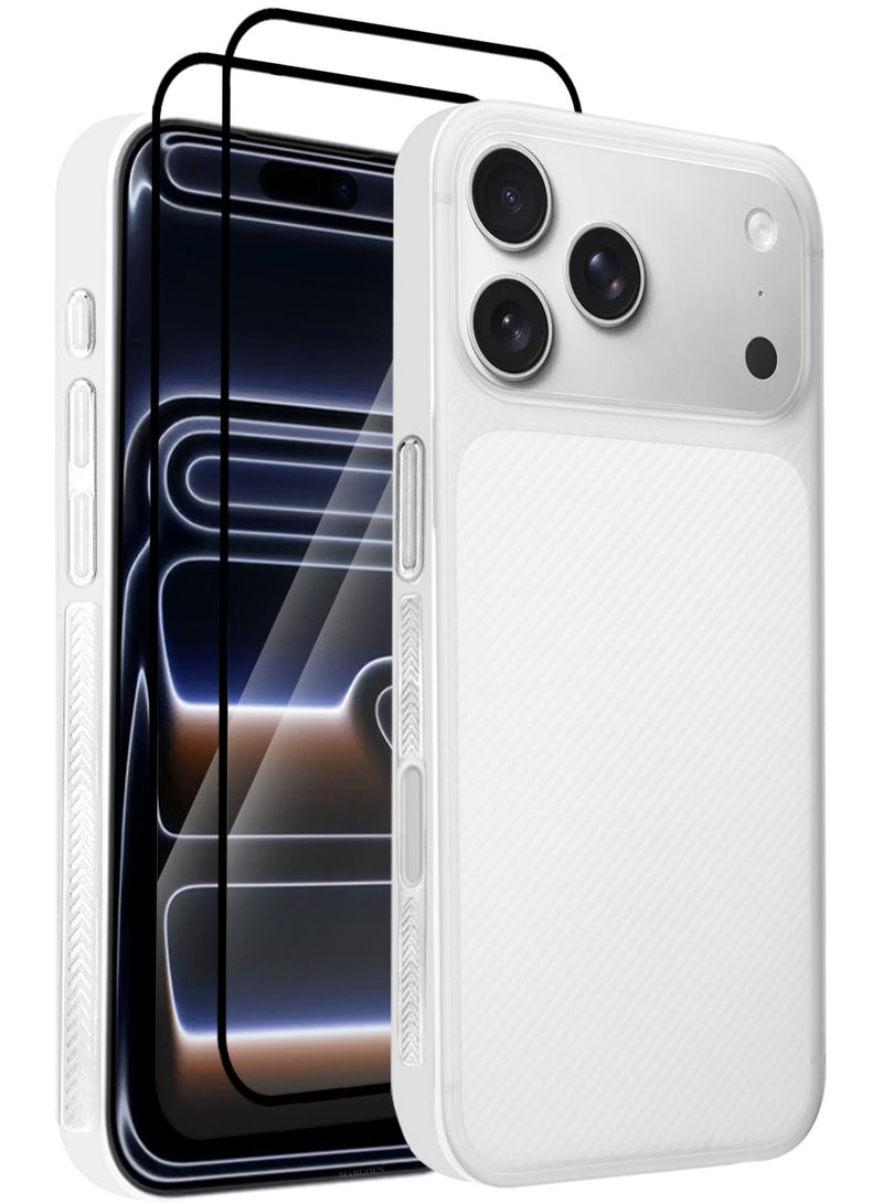 MARGOUN 3Packs Case Cover for iPhone 17 Pro, Air Skin Line Design Back Cover, Sturdy Durable Ultra-Thin Case, Drop Protection Cover Clear with Two 3D Screen Protectors - White-3 - Image 1