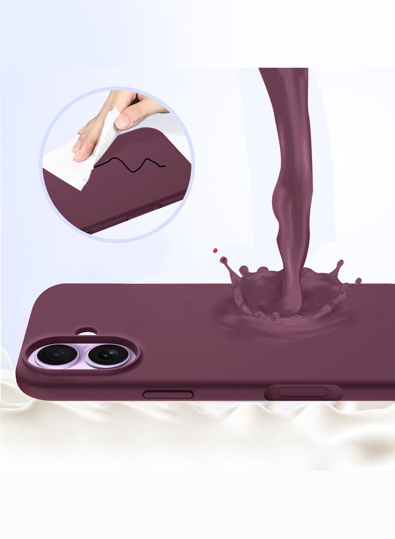 MARGOUN 2Packs Liquid Silicone Protective Phone Case for iPhone 17 , Soft Anti-Scratch Microfiber Lining Ultra Slim Drop Protection Phone Cover with 3D Screen Protector - Burgundy-2 - Image 2
