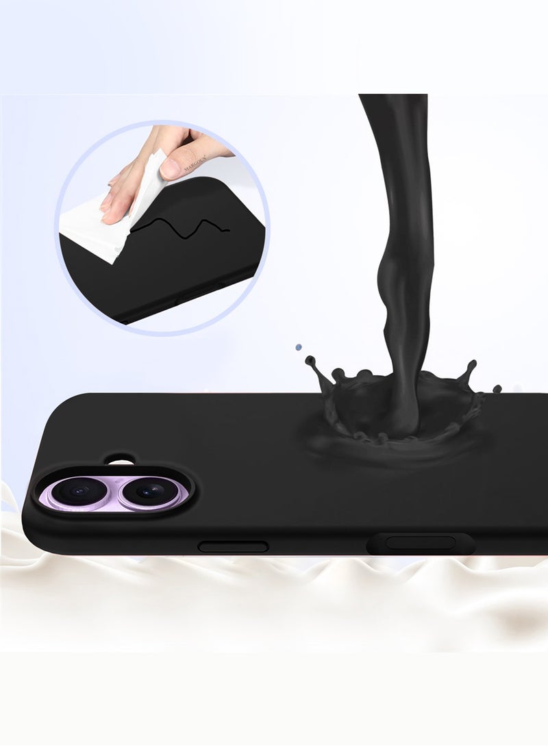 MARGOUN 2Packs Liquid Silicone Protective Phone Case for iPhone 17 , Soft Anti-Scratch Microfiber Lining Ultra Slim Drop Protection Phone Cover with Privacy Screen Protector - Black-4 - Image 2