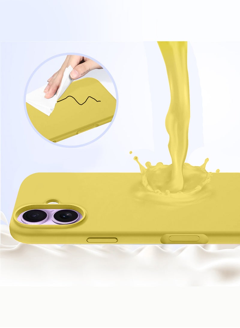MARGOUN Liquid Silicone Protective Phone Case for iPhone 17 , Soft Anti-Scratch Microfiber Lining Ultra Slim Drop Protection Phone Cover - Yellow-1 - Image 2