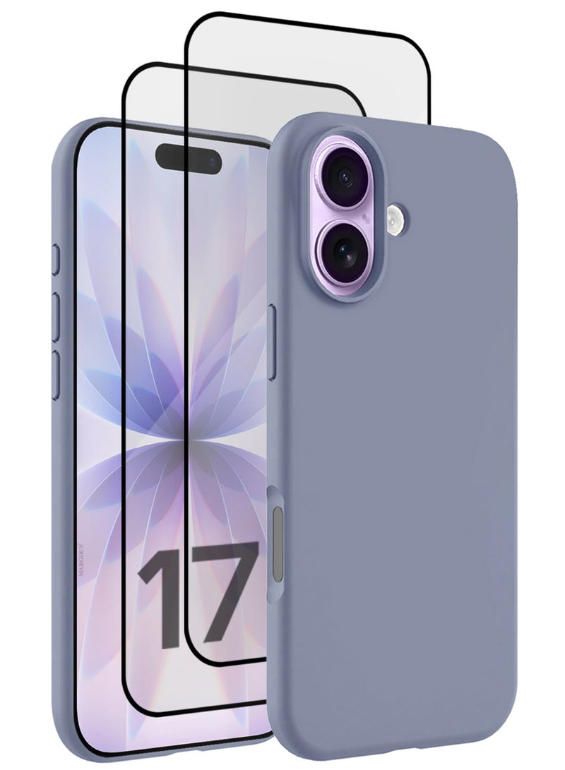 MARGOUN 3Packs Liquid Silicone Protective Phone Case for iPhone 17 , Soft Anti-Scratch Microfiber Lining Ultra Slim Drop Protection Phone Cover with Two 3D Screen Protectors - Pastel Purple-3 - Image 1