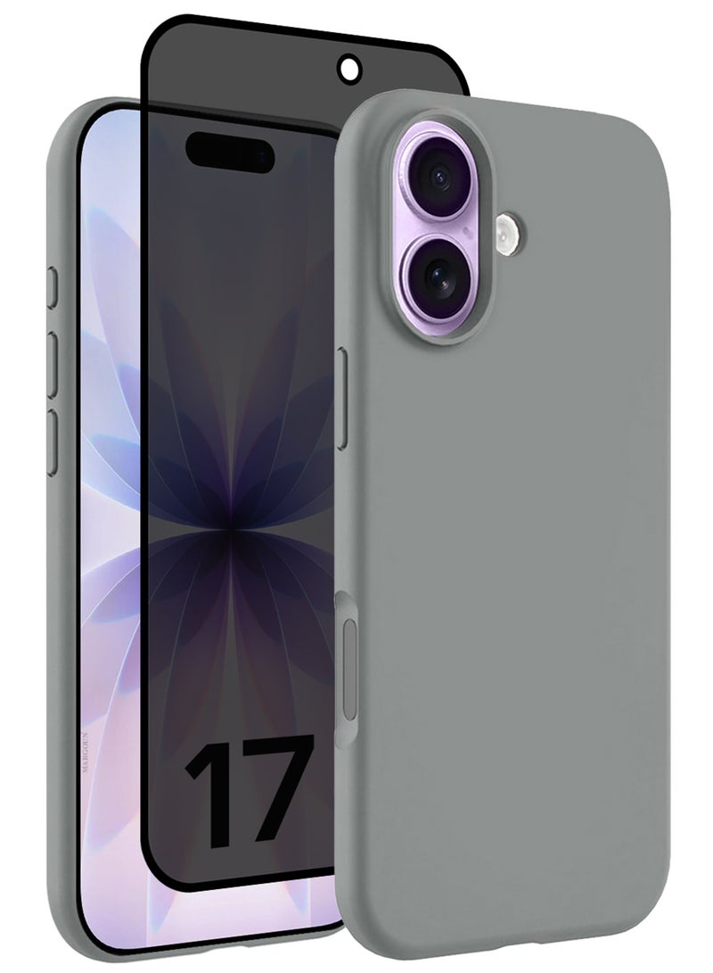 MARGOUN 2Packs Liquid Silicone Protective Phone Case for iPhone 17 , Soft Anti-Scratch Microfiber Lining Ultra Slim Drop Protection Phone Cover with Privacy Screen Protector - Olive Green-4 - Image 1