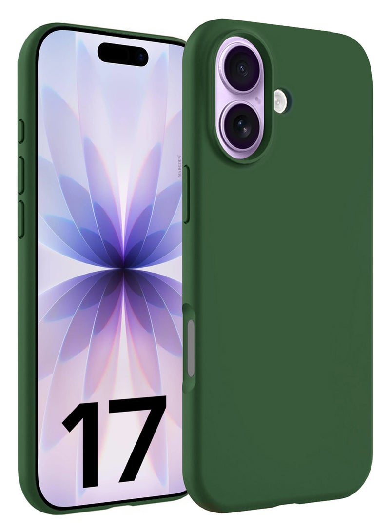 مارجون Liquid Silicone Protective Phone Case for iPhone 17 , Soft Anti-Scratch Microfiber Lining Ultra Slim Drop Protection Phone Cover - Green-1 - Image 1
