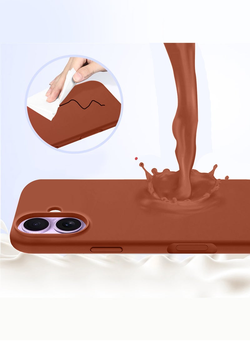 MARGOUN 3Packs Liquid Silicone Protective Phone Case for iPhone 17 , Soft Anti-Scratch Microfiber Lining Ultra Slim Drop Protection Phone Cover with Two Privacy Screen Protectors - Windsor Brown-5 - Image 2