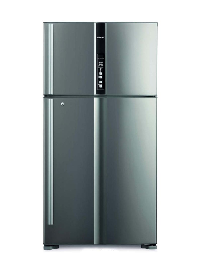 هيتاشي ثلاجة فاخرة مزدوجة الباب بسعة 820 لتر، ضمان 10 سنوات على ضاغط العاكس - ثلاجة ذات بابين، تبريد بمروحتين - لوحة تحكم LED - صينية ثلج دوارة