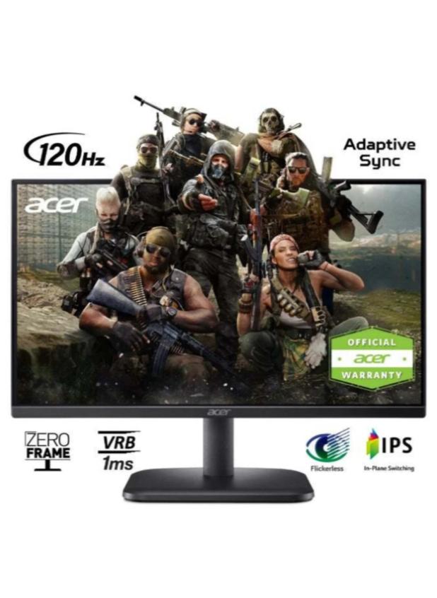 Acer 24-inch FHD 120Hz ZeroFrame Wide Screen LCD PC Monitor | 1ms Response Time | 250 Nits Brightness | HDMI 1.4, VGA | 100M:1 Contrast Ratio | FreeSync| HDMI Cable Included | Acer EK241Y P6 Widescreen LCD Monitor Black | 2 Years Manufacturer Warranty black - Image 1