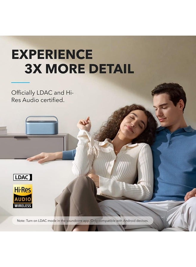 ساوند كور سماعة بلوتوث محمولة Soundcore Motion X600 مع صوت مكاني عالي الدقة لاسلكي، 50 واط، مقاومة للماء IPX7، 12 ساعة من وقت التشغيل، EQ احترافي، مقبض مدمج، مدخل AUX (أسود) - Image 5