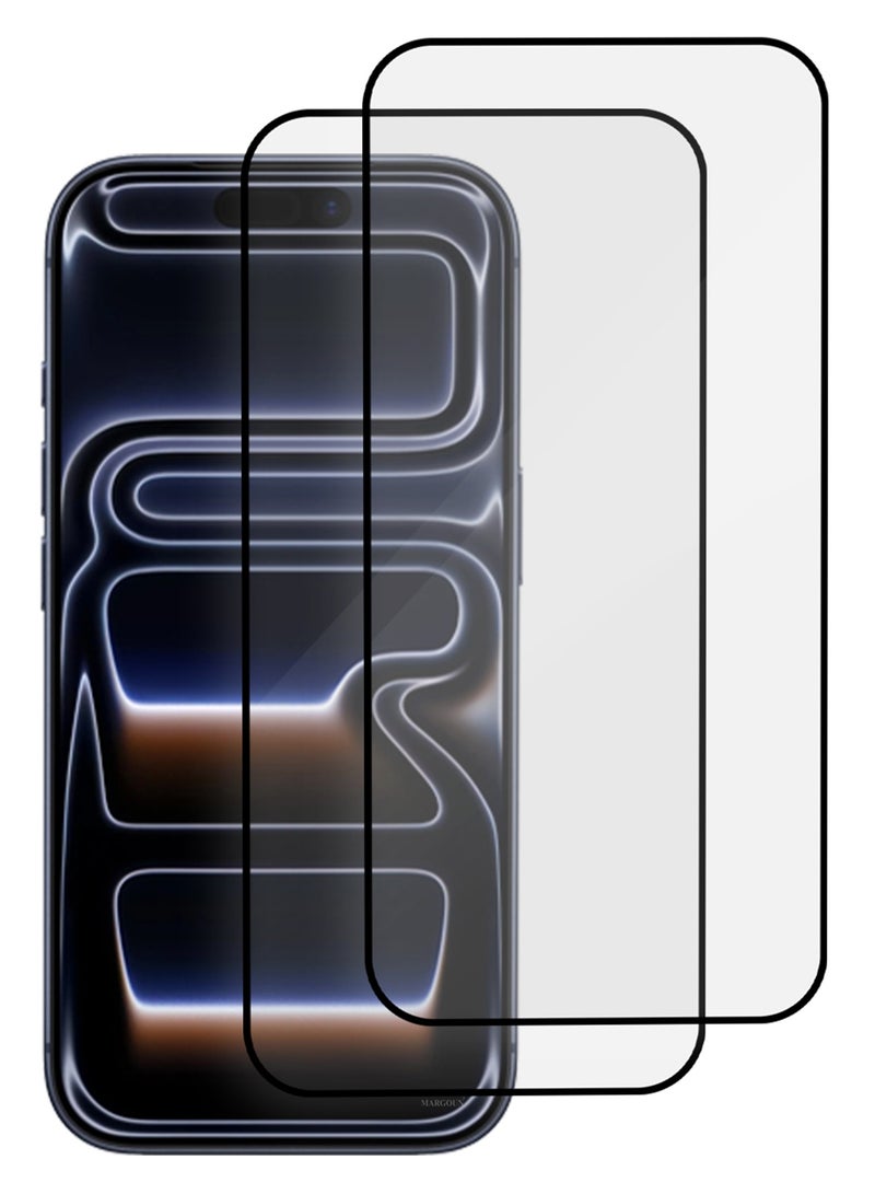 MARGOUN 2 Packs Screen Protector for iPhone 17 Pro - 3D Full Coverage 9H Tempered Glass Bubble-Free Installation High Protection Scratch Resistant Side Black-2 - Image 3