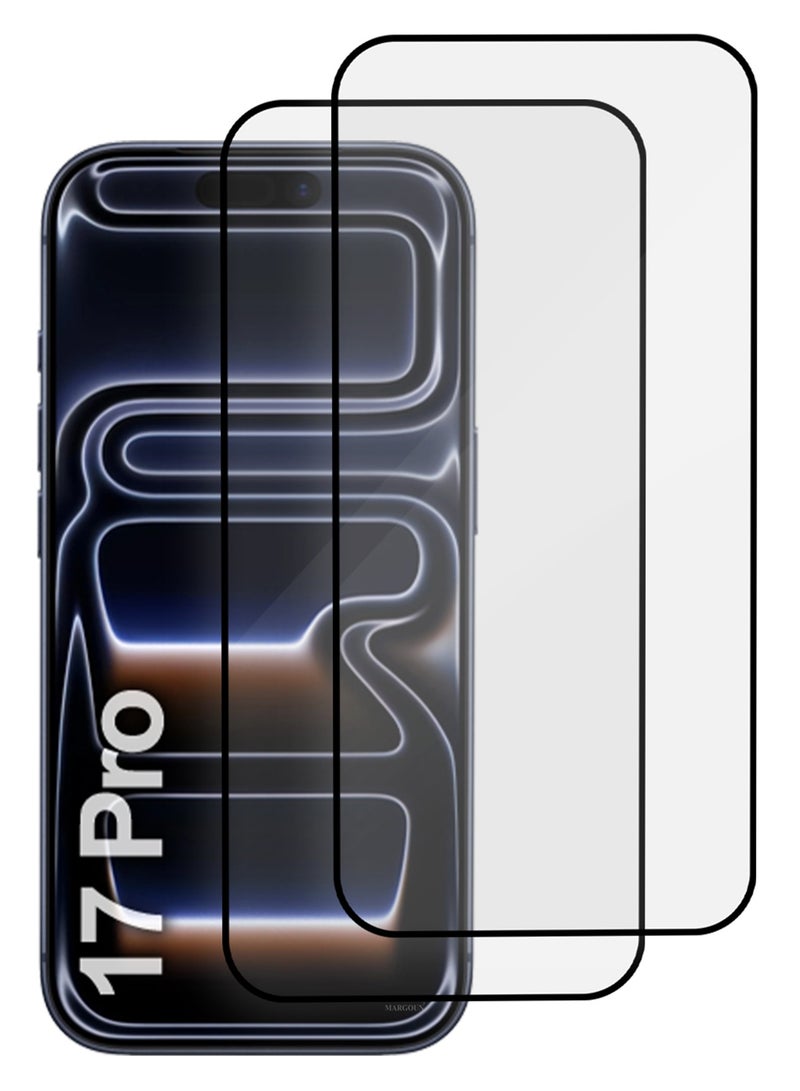 MARGOUN 2 Packs Screen Protector for iPhone 17 Pro - 3D Full Coverage 9H Tempered Glass Bubble-Free Installation High Protection Scratch Resistant Side Black-2 - Image 4