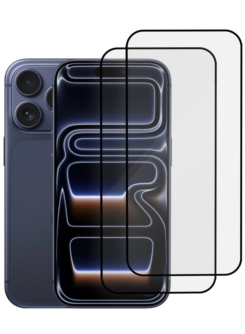 MARGOUN 2 Packs Screen Protector for iPhone 17 Pro - 3D Full Coverage 9H Tempered Glass Bubble-Free Installation High Protection Scratch Resistant Side Black-2 - Image 2