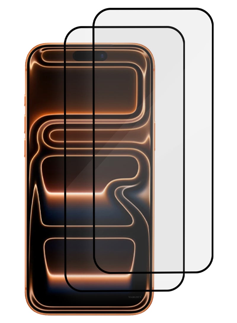 MARGOUN 2 Packs Screen Protector for iPhone 17 Pro Max - 3D Full Coverage 9H Tempered Glass Bubble-Free Installation High Protection Scratch Resistant Side Black-2 - Image 3