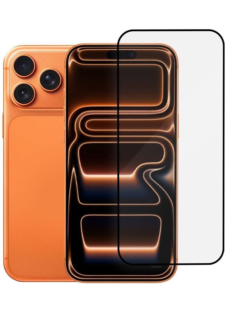 MARGOUN Screen Protector for iPhone 17 Pro Max - 3D Full Coverage 9H Tempered Glass Bubble-Free Installation High Protection Scratch Resistant Side Black-1 - Image 2