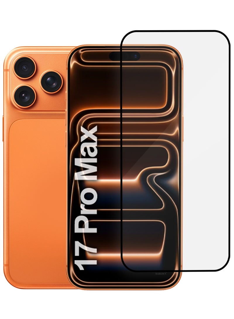 MARGOUN Screen Protector for iPhone 17 Pro Max - 3D Full Coverage 9H Tempered Glass Bubble-Free Installation High Protection Scratch Resistant Side Black-1 - Image 1