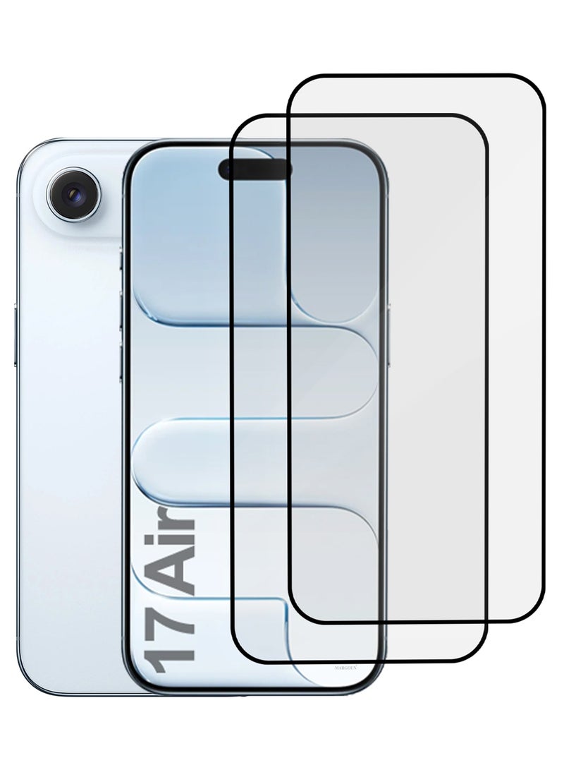 MARGOUN 2 Packs Screen Protector for iPhone 17 Air - 3D Full Coverage 9H Tempered Glass Bubble-Free Installation High Protection Scratch Resistant Side Black-2 - Image 1