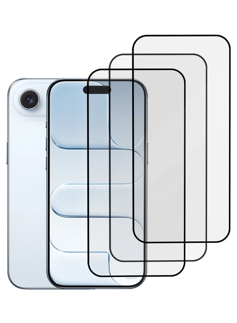 MARGOUN 3 Packs Screen Protector for iPhone 17 Air - 3D Full Coverage 9H Tempered Glass Bubble-Free Installation High Protection Scratch Resistant Side Black-3 - Image 2
