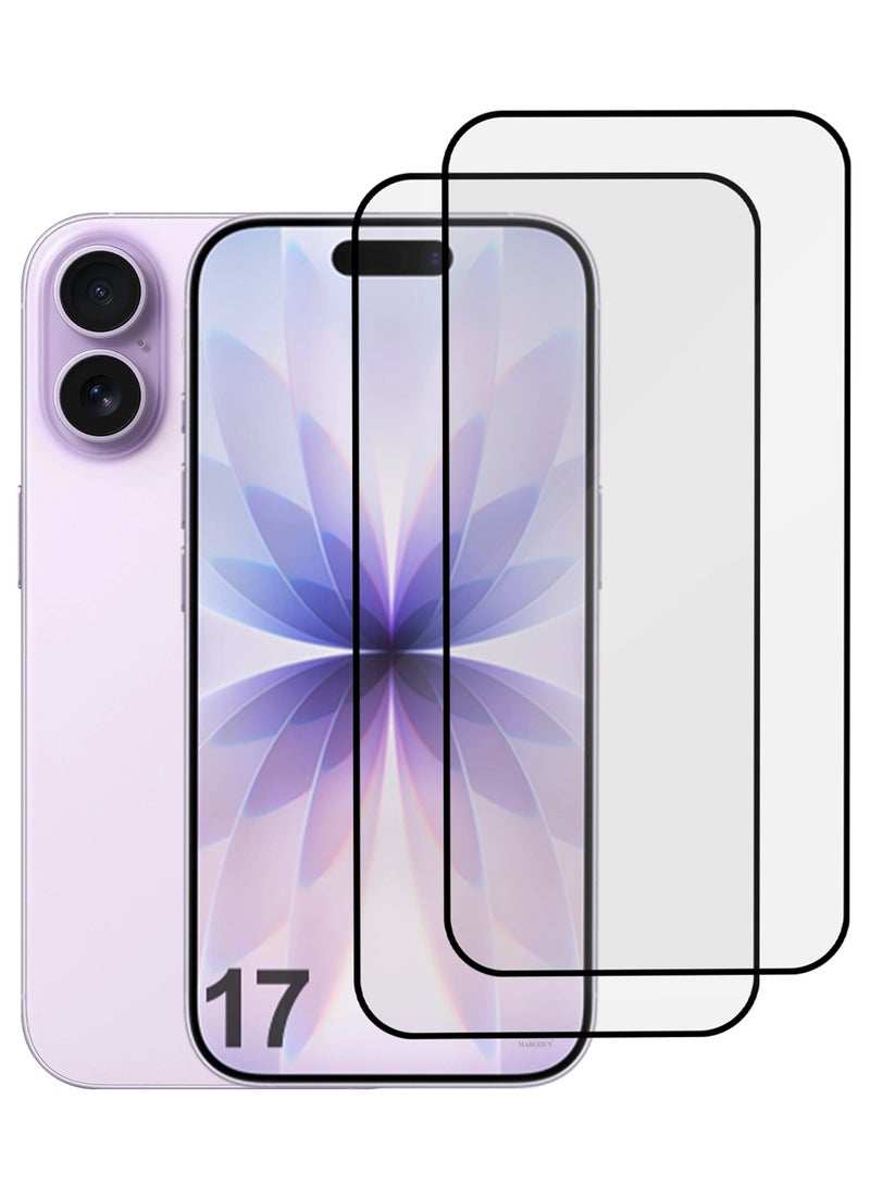 مارجون حماية شاشة 2 عبوات لجهاز آيفون 17 - زجاج مقسى 3D تغطية كاملة 9H تركيب خالي من الفقاعات حماية عالية مقاوم للخدوش - Image 1