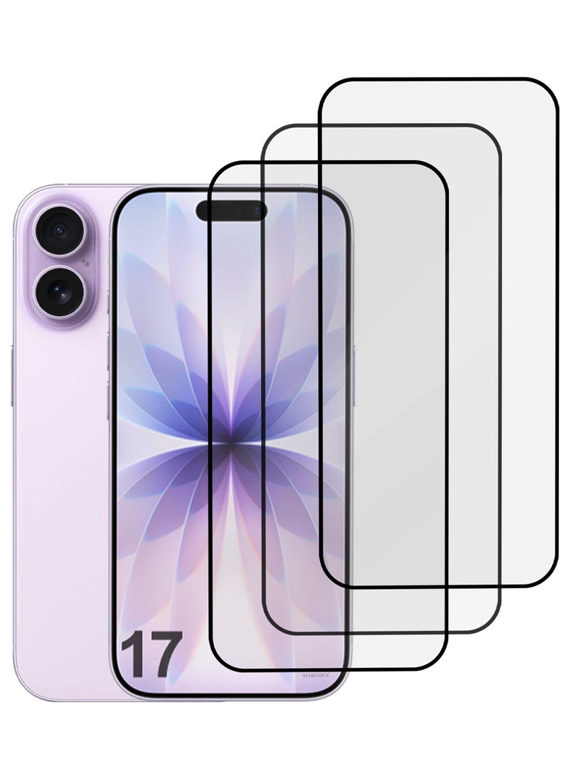 MARGOUN 3 Packs Screen Protector for iPhone 17 - 3D Full Coverage 9H Tempered Glass Bubble-Free Installation High Protection Scratch Resistant Side Black-3 - Image 1
