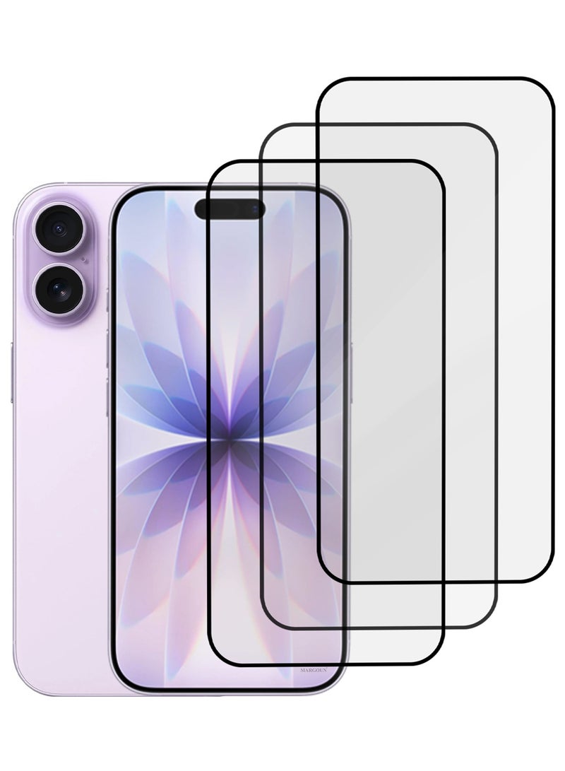 MARGOUN 3 Packs Screen Protector for iPhone 17 - 3D Full Coverage 9H Tempered Glass Bubble-Free Installation High Protection Scratch Resistant Side Black-3 - Image 2