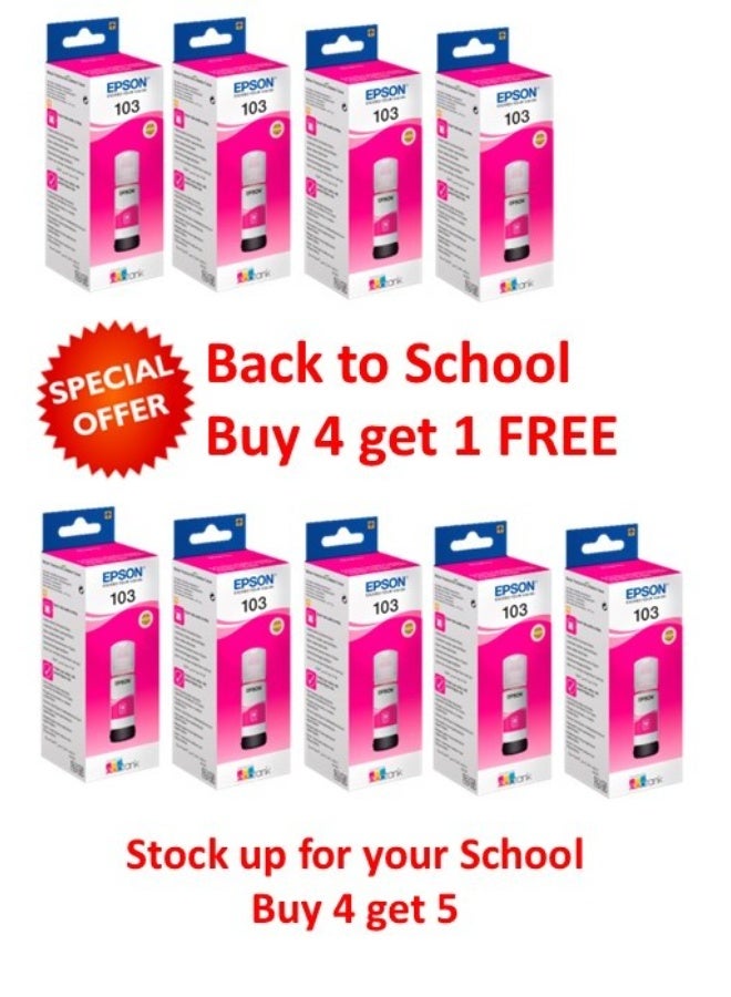 EPSON FREE UNIT - Buy 4 and get 5 Epson Eco-Tank Ink bottle 103 - MAGENTA Magenta