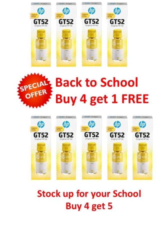 HP FREE UNIT - Buy 4 and get 5 HP GT52XL Original Ink Bottle- YELLOW Yellow