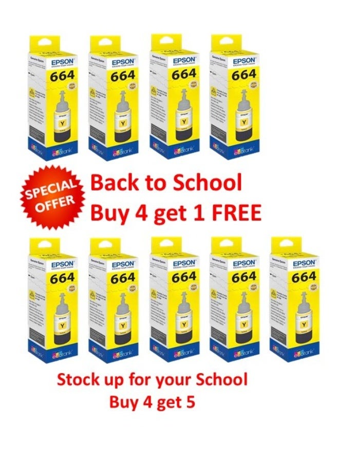 EPSON FREE UNIT - Buy 4 and get 5 Epson Eco-Tank Ink bottle 664 - YELLOW Yellow
