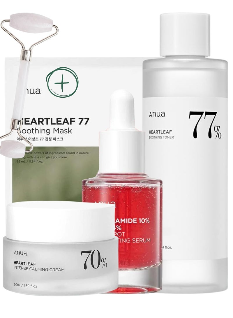 انوا Skincare Essentials Pack - Niacinamide 10% Serum, Heartleaf Soothing Toner, Heartleaf Calming Cream & Premium Face Massager | Hydrating, Pore Minimizing, Skin Brightening, Soothing 330ml - Image 1