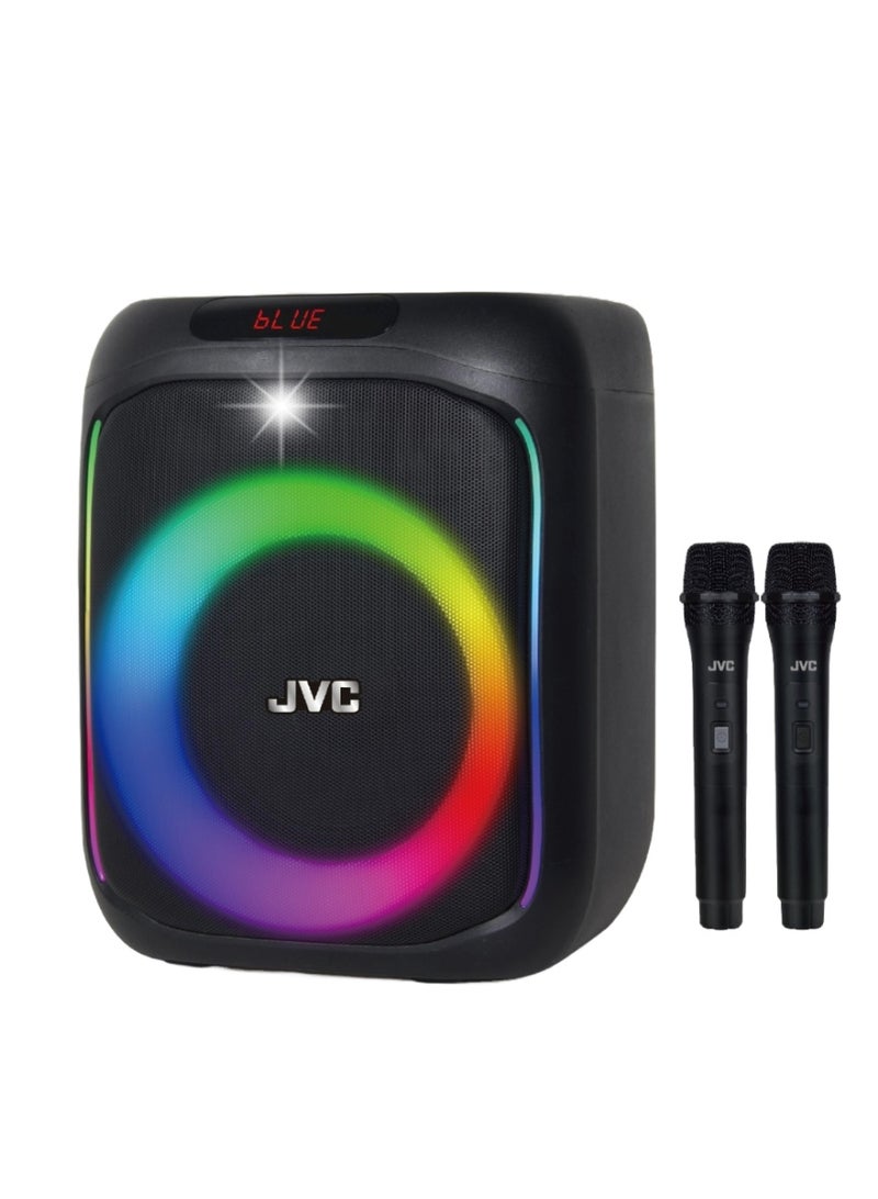 JVC Bluetooth Party Speaker With 600W PMPO, Dual Microphones, 6.5-Inch+1.5-Inch Dual Speaker, USB/AUX/FM, 3600mAh Battery, Portable Wireless Sound System - XS-N3133PB Black - Image 1