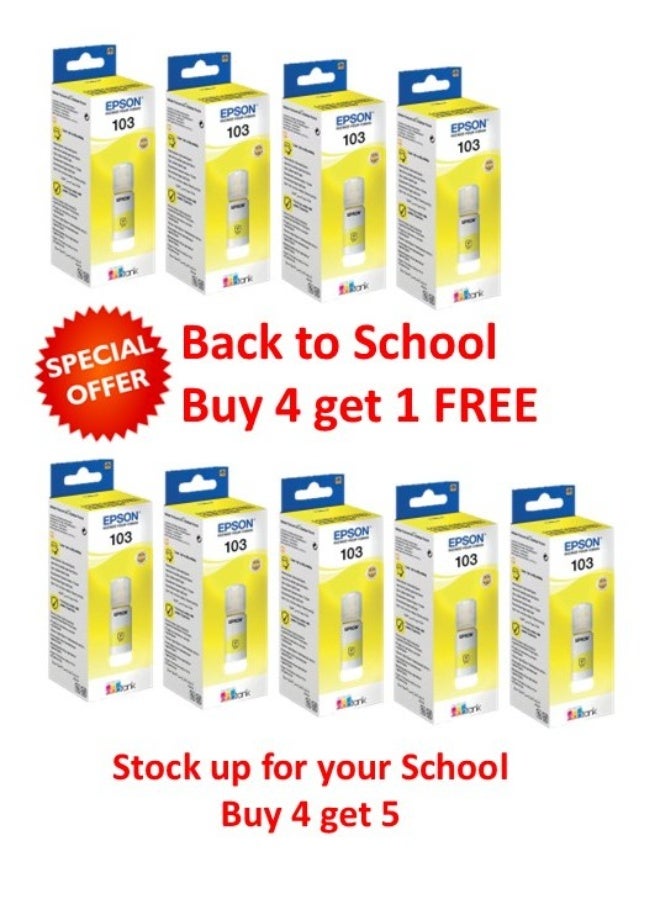 EPSON FREE UNIT - Buy 4 and get 5 Epson Eco-Tank Ink bottle 103 - YELLOW Yellow