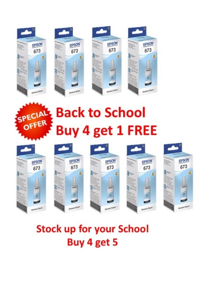 EPSON FREE UNIT - Buy 4 and get 5 Epson Eco Tank 673 Ink Bottle - LIGHT CYAN Light Cyan
