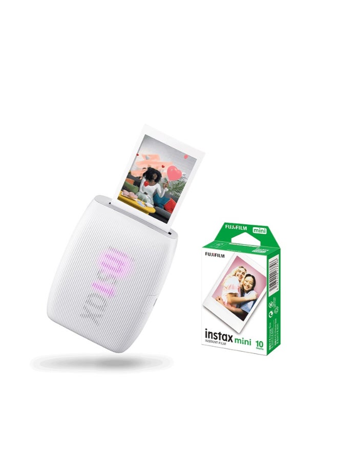 فوجي فيلم Instax Mini Link 3 Smart Phone printer - White Bundle With Mini Instant Film 10 Sheet White - Image 1