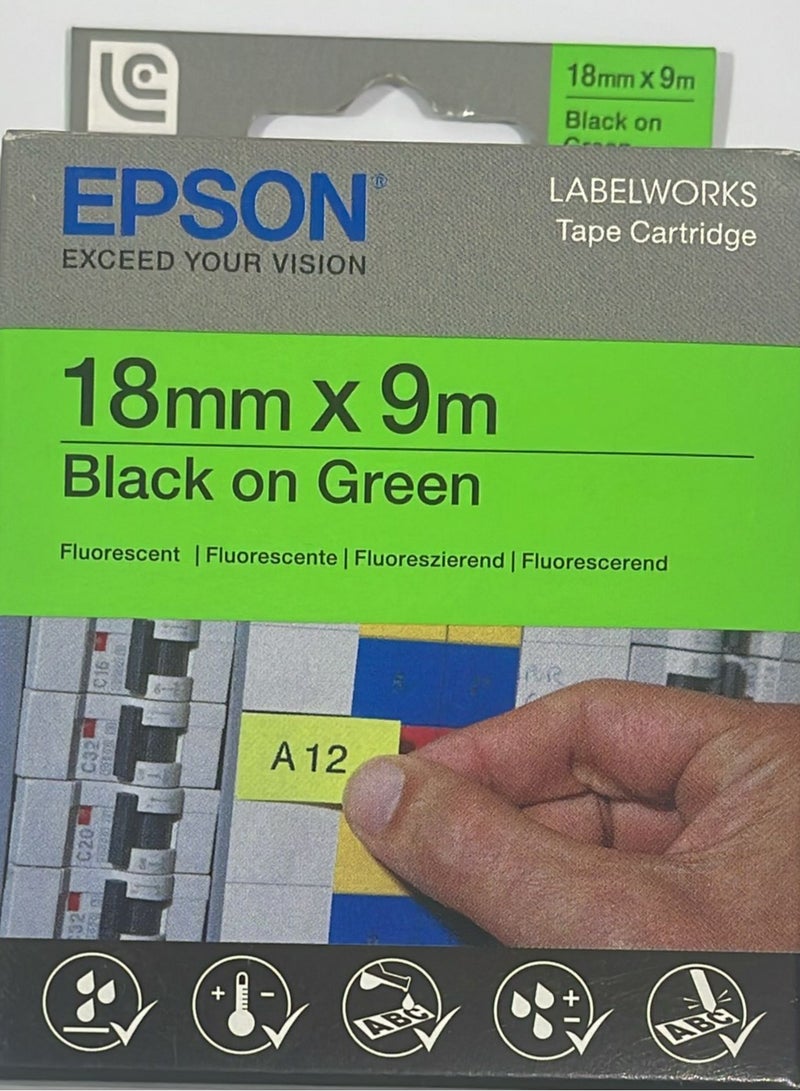 EPSON Label Tape 6Mm Black On Green Tape Original  LC-5GBF9 Black on green