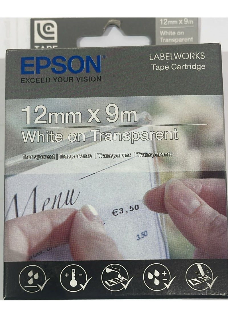 EPSON Tape Cartridge 12Mm White On Clear Tape white on clear tape