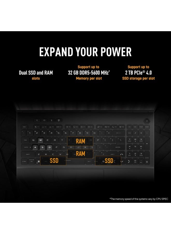 أسوس (نسخة مطورة) لابتوب الألعاب TUF Gaming F16 FX608JMR بحجم 16 بوصة FHD+ بتردد 165Hz مع معالج Intel Core i7-14650HX وذاكرة RAM سعة 32GB DDR5 وقرص SSD PCIe سعة 2TB وبطاقة NVIDIA GeForce RTX 5060 بسعة 8GB ونظام Windows 11 Home + نسخة مجانية من MS Office 365 بالإنجليزية جاسبر - Image 4